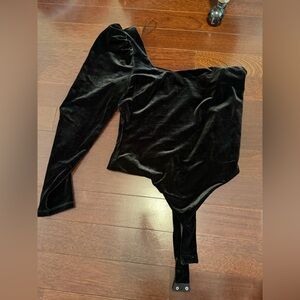 Astr Black Velvet Asymmetrical Top
